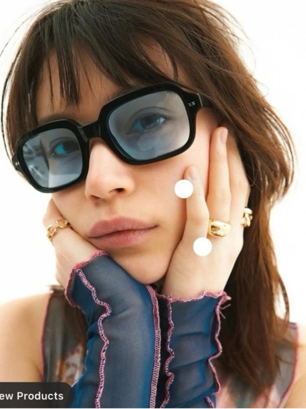 Lexxola Black Frame Sunglasses with Blue Tint Lenses